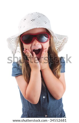 Little Girl Expressing Amazement Isolated On White Background Stock ...