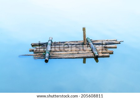 Bamboo raft on water