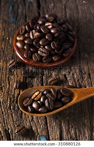 Still life of Coffee beans in dark light