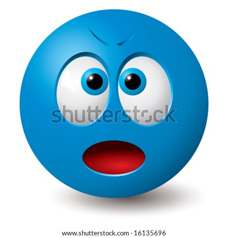 Vector: Angry blue face (CMYK colors used)