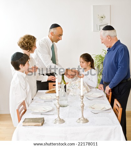 Friday evening Jewish family celebration