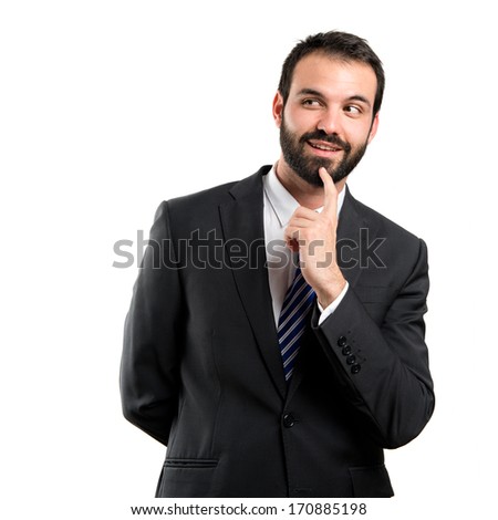 business man thinking over white background