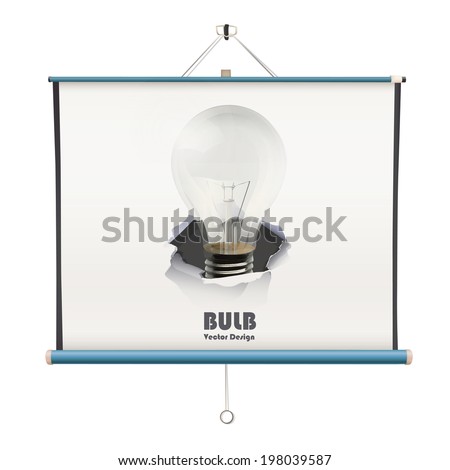 projector screen with bulb over white background