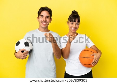 Similar – Image, Stock Photo Young man and ball stretching on basketball court outdoor