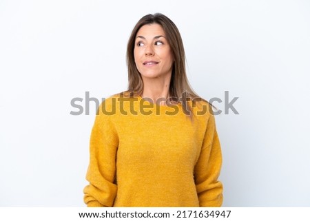 Similar – Image, Stock Photo Senior lady looking at camera from boardwalk