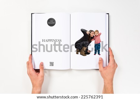 mother and daughter playing together printed on book