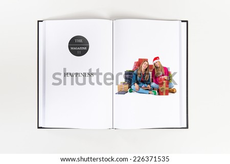 Christmas women holding gifts printed on book