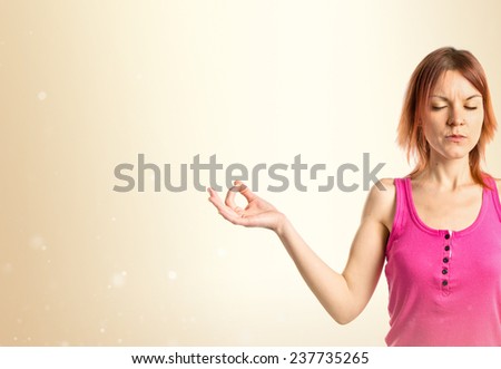 woman zen over ocher background