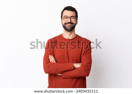 Similar – Image, Stock Photo Frontal portrait of an old woman smiling to camera using glasses and putting on a cap for the cold and winter.. Aging well and healthy concept, family grandmother image. Active third age concept