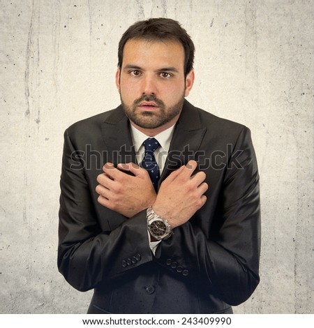 fear business man isolated over white background