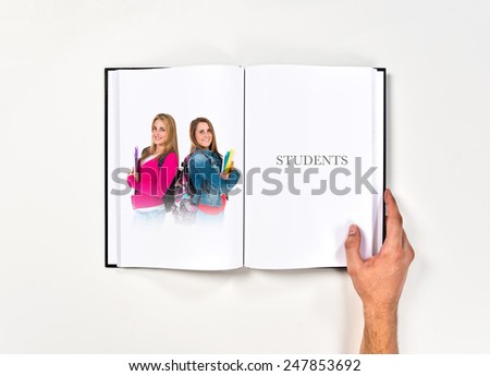 Student women printed on book