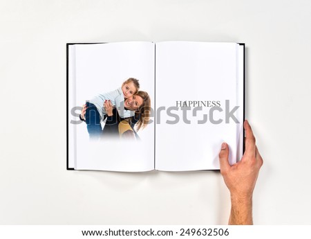 Mother and daughter together printed on book