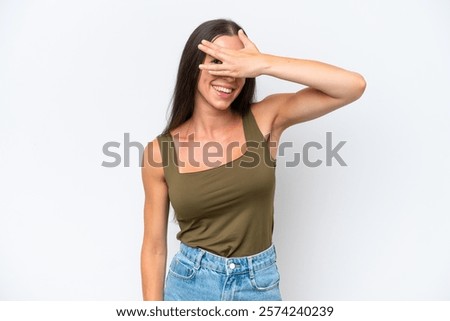 Similar – Image, Stock Photo Young Caucasian Woman Covering Ears with Hands