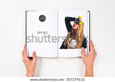 Tired sport woman printed on book