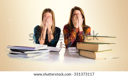 Similar – Image, Stock Photo Anonymous partner covering eyes of black woman near cement wall