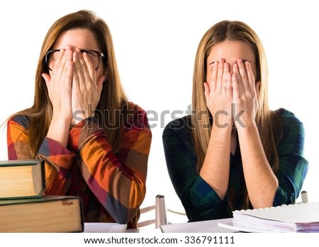 Similar – Image, Stock Photo Anonymous partner covering eyes of black woman near cement wall