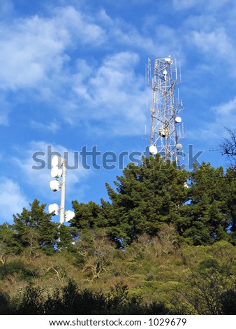 Microwave antenna towers on park hilltop