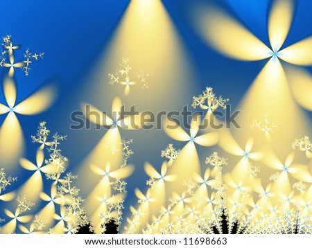 A plethora of soft vanilla colored flowers over a royal blue background make up this amazingly beautiful fractal background.