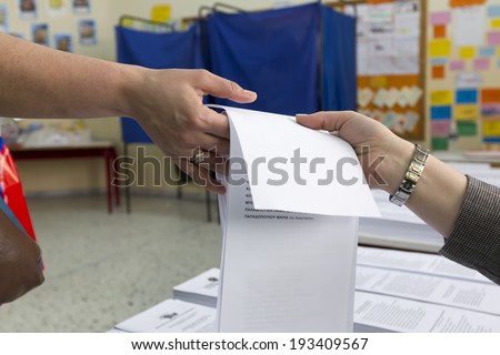 THESSALONIKI, GREECE, MAY 18, 2014: Highlights during the municipal and regional elections in Greece. 10 million Greeks are eligible to vote on Sunday to elect mayors and town councils.
