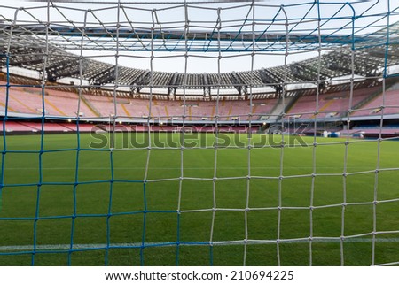 NAPLES, ITALY- AUGUST 2, 2014: Interior view of the empty Stadio San Paolo before the friendly match Napoli vs Paok.