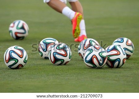 THESSALONIKI, GREECE- AUGUST 14 : Balls in the field before the friendly match Paok vs Inter.