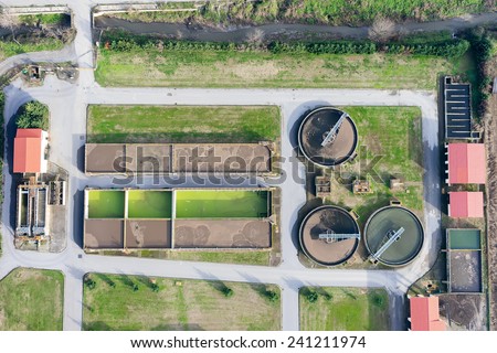 aerial view of Giannitsa city sewage treatment plant