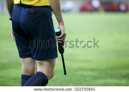 Azerbaijan, Baku - September 17, 2015: The Assistant referee during the UEFA Europa League game between Qabala and PAOK, in Baku, Azerbaijan.