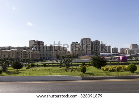 Baku, Azerbaijan, September 16, 2015: City view of the capital of Azerbaijan, Baku, in Azerbaijan.