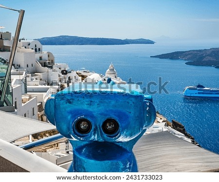 Similar – Image, Stock Photo Binoculars on Santorini with view of cruise ships