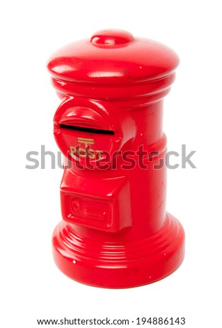 red toy post box, post bank style money box