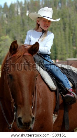 Little Cowgirl on Horseback #2