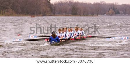 Kansas University Women\'s Rowing Team oars up with Splashes - April 21, 2007 at Minnesota