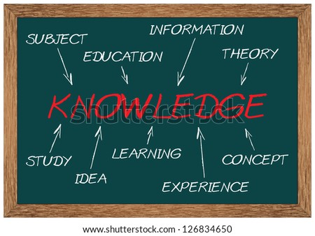 Concept of knowledge consists of idea, study, theory, subject, concept, learning, education, experience and information