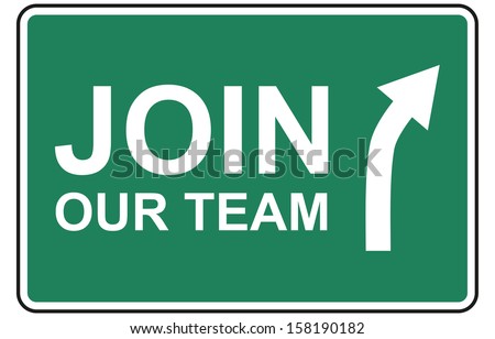 Join our team traffic sign isolated on white background. Human resource concept