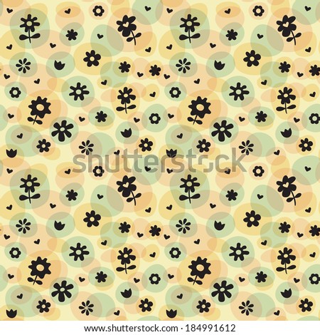 Repeat Spring Flowers Fun Pattern Black and Bold