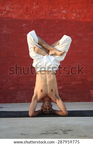 young boy performing different postures of yoga