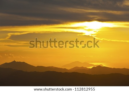 Mountain sunset in Hong Kong