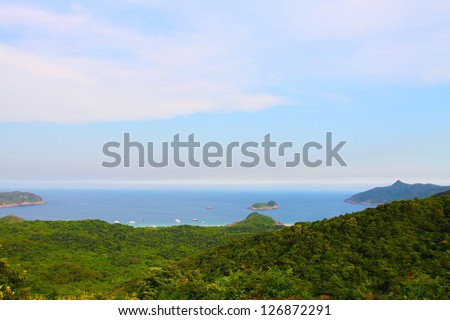 Mountain and coast landscape in Hong Kong