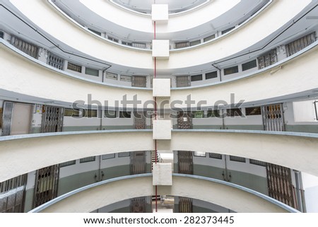 HONG KONG - MAY 18: The patio view of Lai Tak Estate on May 18, 2015 in Hong Kong. Lai Tak Estate is one of the oldest public housing with special patio design, like a tunnel.