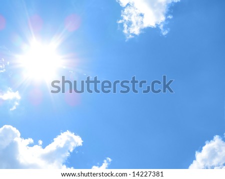 Clouds on blue sky and sun shine. Background
