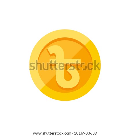 Bangladeshi Taka currency symbol on gold coin, money sign flat style vector illustration isolated on white background