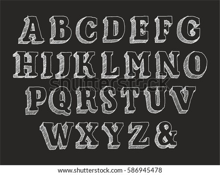 outlined chalkboard style alphabet