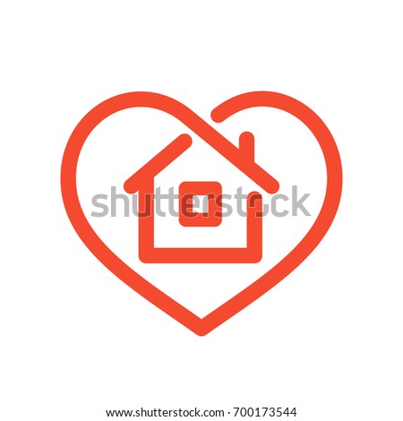 Heart with house shape within line style icon, love home symbol, vector illustration isolated on white background