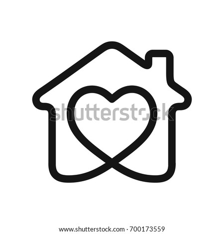 House with heart shape within, love home symbol, vector illustration isolated on white background