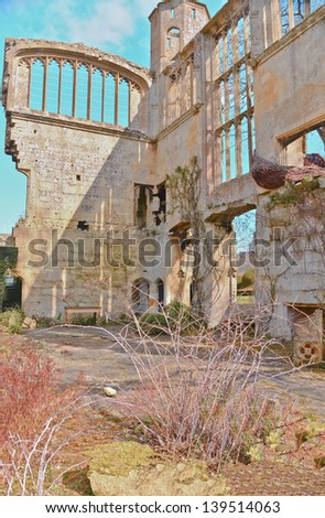 WINCHOMBE, ENGLAND-APRIL 2: A view of the gardens and ruins of Sudley Castle on April 2, 2013. Sudley is one of the few castles in England that is still a residence