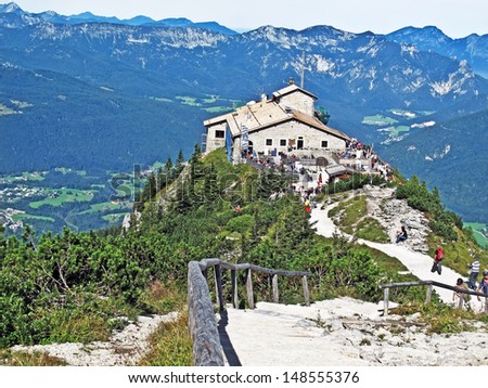 BERCHTESGADEN, GERMANY-SEPTEMBER 8: A view of  Hitler\'s Eagles Nest on September 8, 2010. Eagles\' Nest was intended as a 50th birthday present for Adolf Hitler to serve as a retreat