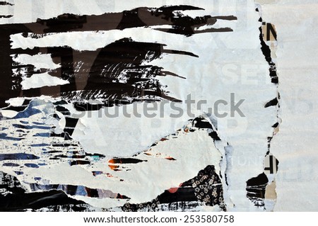 Abstract torn posters grungy paper background texture.