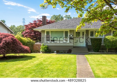 Free Entrance of family house with concrete pathway over green lawn ... Free Entrance of family house with concrete pathway over green lawn ...