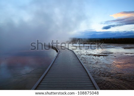 Yellowstone at dusk.\
Mysterious and challenging. Visually pulling the eye along the path to a place just beyond here.
