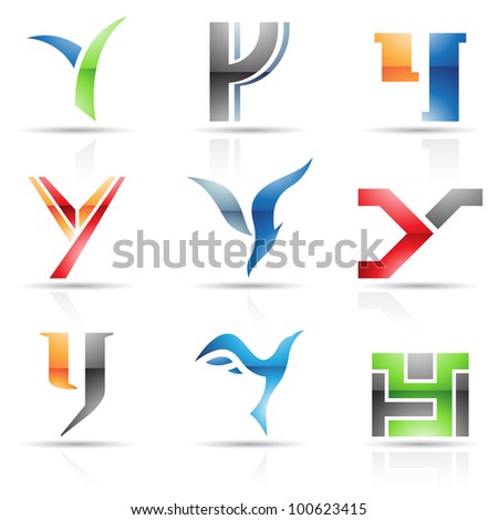 Vector illustration of abstract icons based on the letter Y